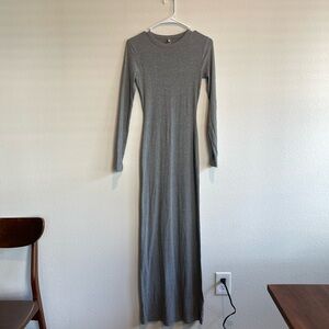 EUC Gray Crew Neck Long Sleeve Gray Maxi Skims Dress